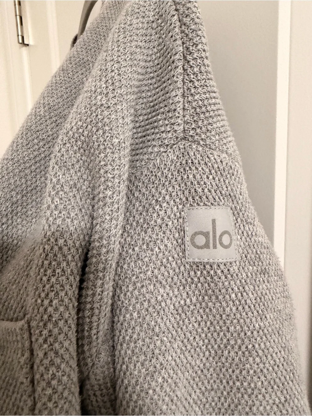 ALO Yoga Tennis Club Sweater- Heather Grey/White - Picture 6 of 6